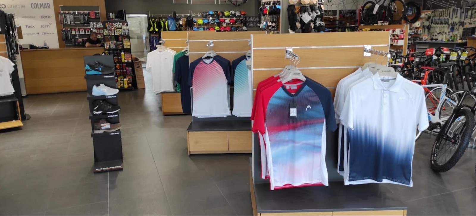 Outdoor Seekers store — equipment racks and shelving
